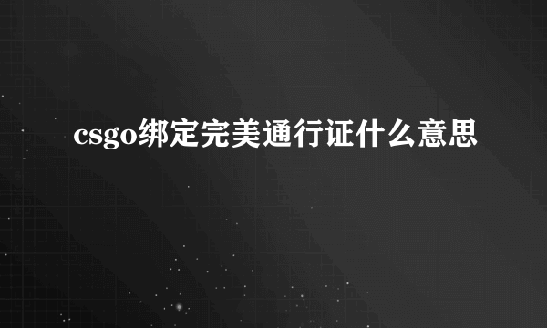 csgo绑定完美通行证什么意思