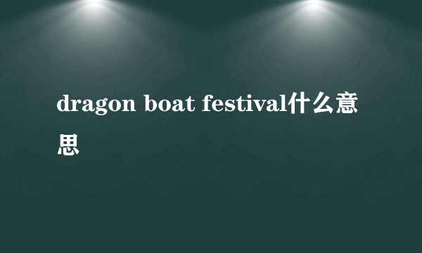 dragon boat festival什么意思