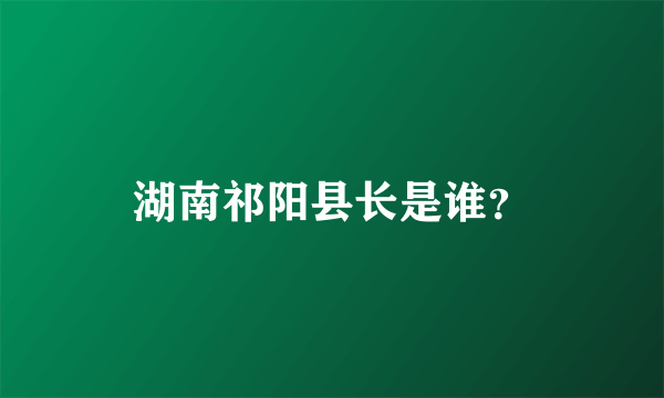 湖南祁阳县长是谁？