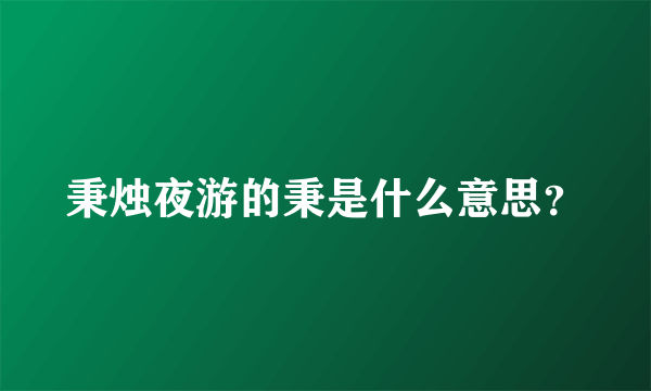 秉烛夜游的秉是什么意思？