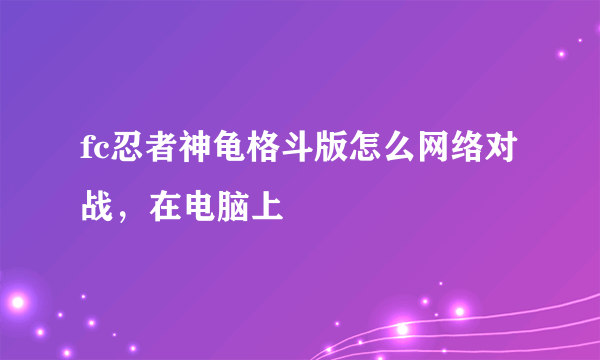 fc忍者神龟格斗版怎么网络对战，在电脑上