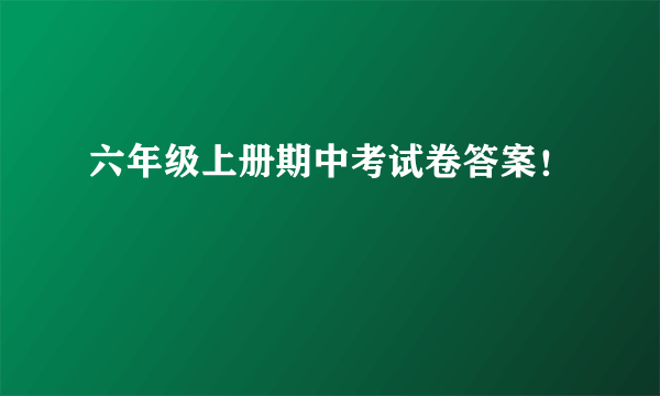 六年级上册期中考试卷答案！