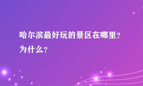 哈尔滨最好玩的景区在哪里？为什么？