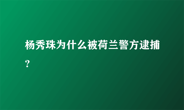 杨秀珠为什么被荷兰警方逮捕？