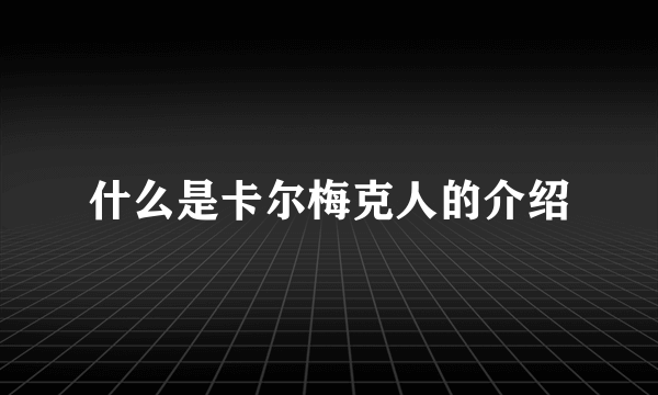 什么是卡尔梅克人的介绍