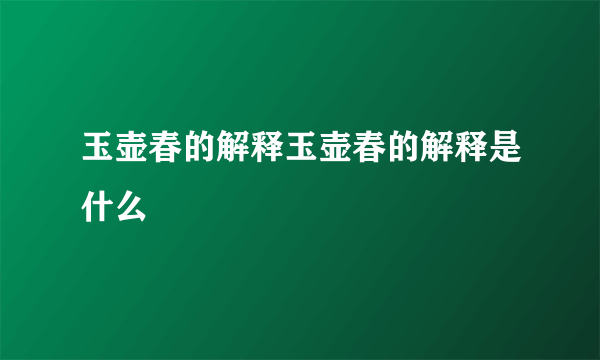 玉壶春的解释玉壶春的解释是什么