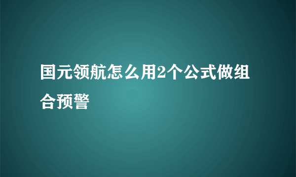 国元领航怎么用2个公式做组合预警