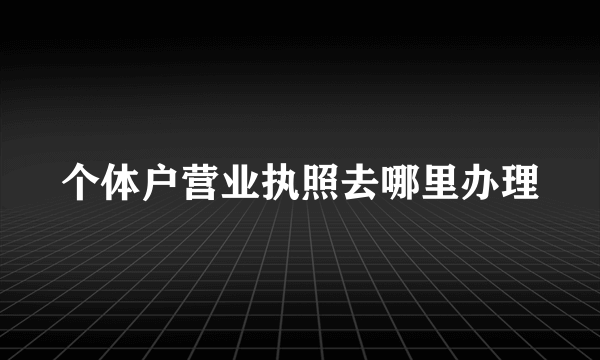 个体户营业执照去哪里办理