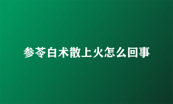 参苓白术散上火怎么回事