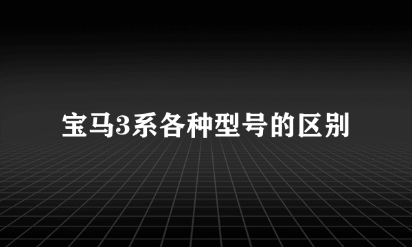 宝马3系各种型号的区别