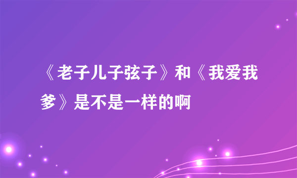 《老子儿子弦子》和《我爱我爹》是不是一样的啊