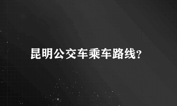 昆明公交车乘车路线？