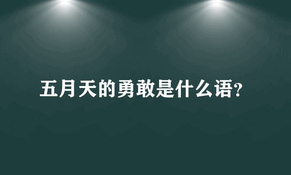 五月天的勇敢是什么语？