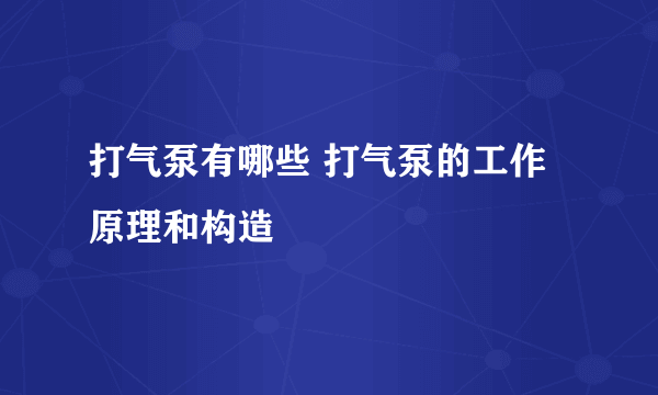 打气泵有哪些 打气泵的工作原理和构造