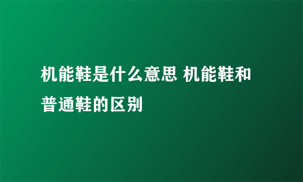 机能鞋是什么意思 机能鞋和普通鞋的区别