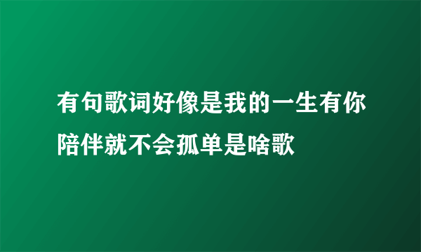 有句歌词好像是我的一生有你陪伴就不会孤单是啥歌