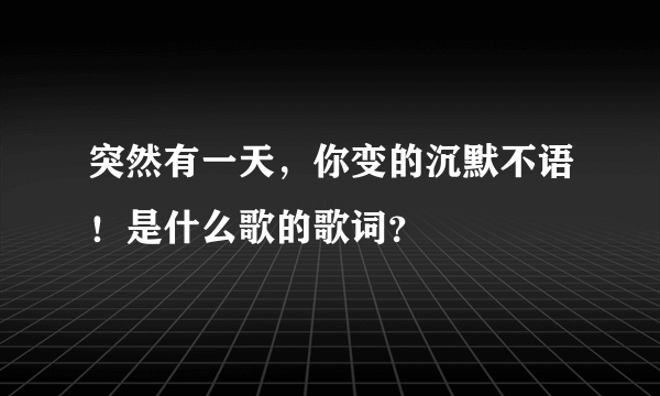 突然有一天，你变的沉默不语！是什么歌的歌词？