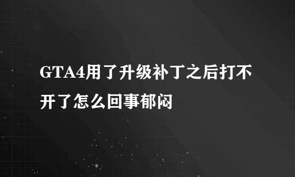 GTA4用了升级补丁之后打不开了怎么回事郁闷