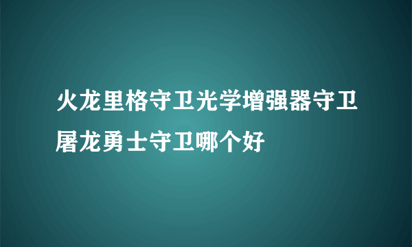 火龙里格守卫光学增强器守卫屠龙勇士守卫哪个好