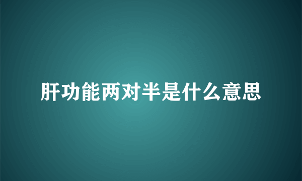 肝功能两对半是什么意思