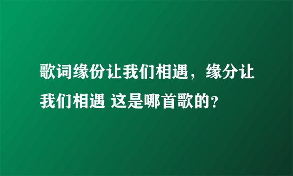 歌词缘份让我们相遇，缘分让我们相遇 这是哪首歌的？