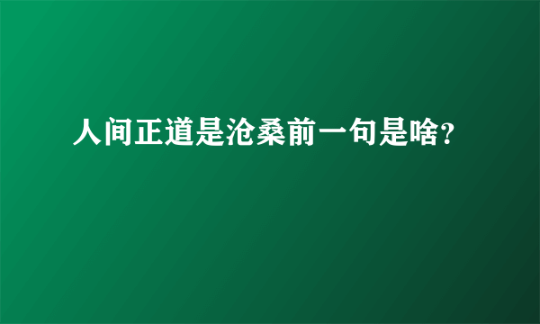 人间正道是沧桑前一句是啥？