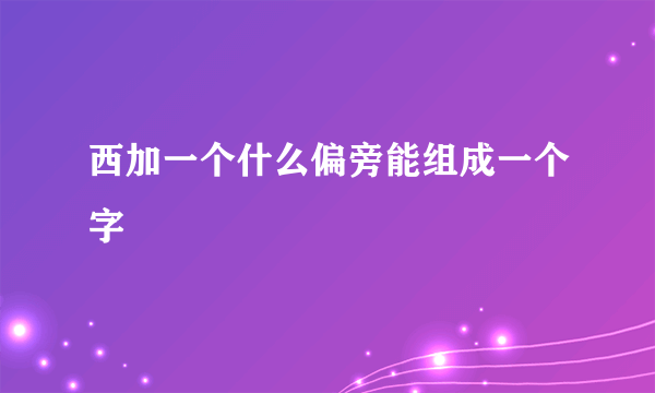 西加一个什么偏旁能组成一个字