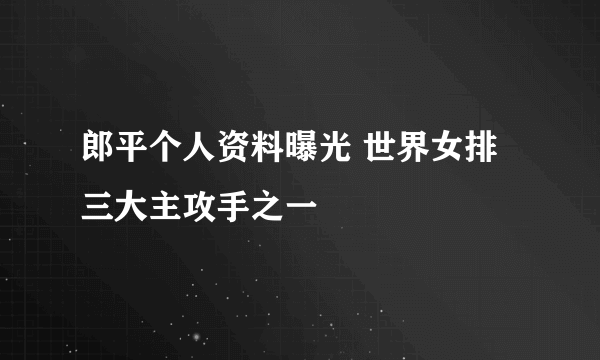 郎平个人资料曝光 世界女排三大主攻手之一