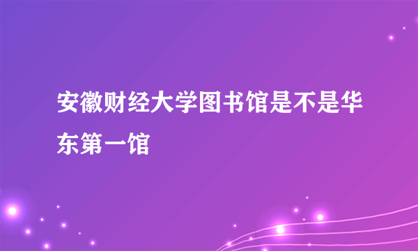 安徽财经大学图书馆是不是华东第一馆