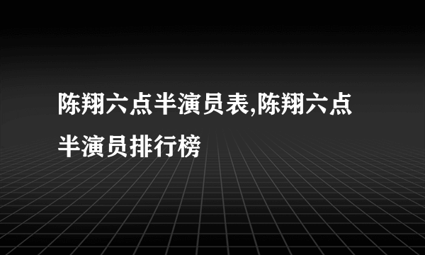 陈翔六点半演员表,陈翔六点半演员排行榜