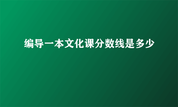 编导一本文化课分数线是多少