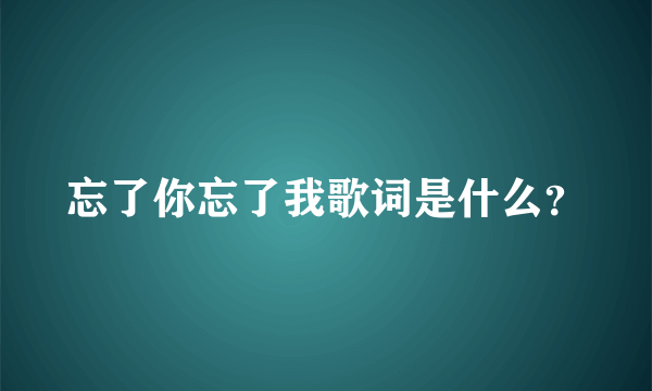 忘了你忘了我歌词是什么？