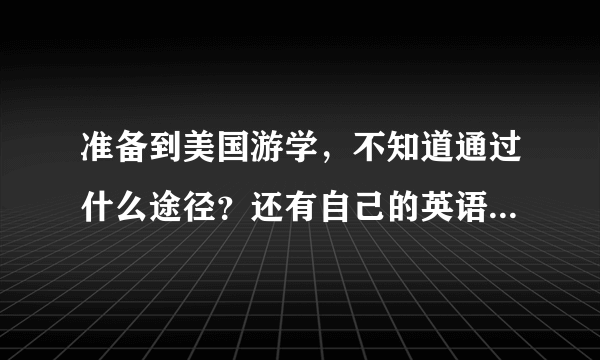 准备到美国游学，不知道通过什么途径？还有自己的英语水平有待提高，怎么提高啊？请各位达人帮忙，谢谢啦