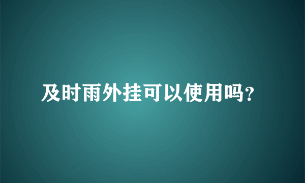 及时雨外挂可以使用吗？