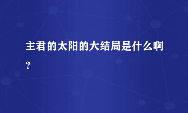 主君的太阳的大结局是什么啊？