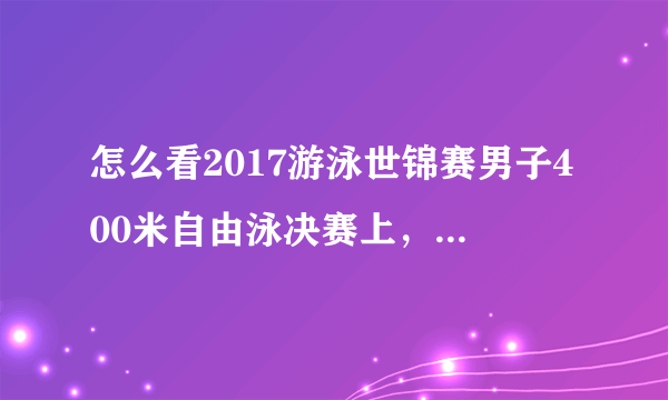 怎么看2017游泳世锦赛男子400米自由泳决赛上，孙杨以3分41秒38获得冠军？