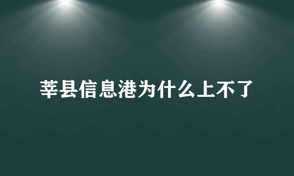 莘县信息港为什么上不了