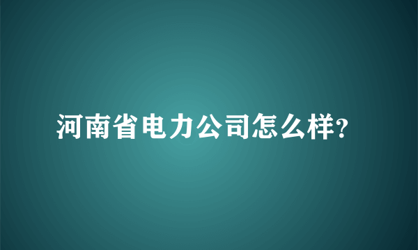 河南省电力公司怎么样？