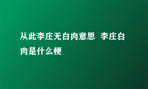 从此李庄无白肉意思  李庄白肉是什么梗