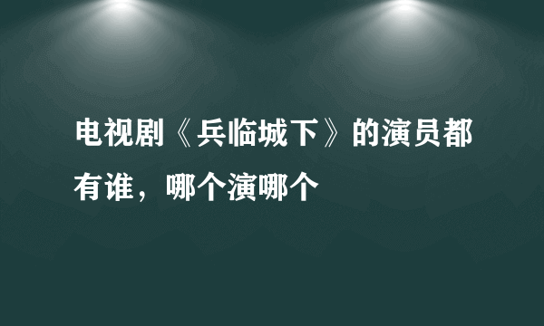 电视剧《兵临城下》的演员都有谁，哪个演哪个