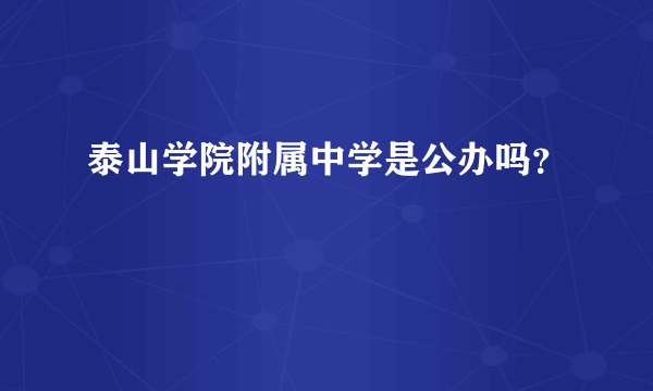 泰山学院附属中学是公办吗？