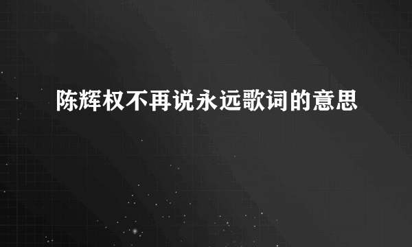 陈辉权不再说永远歌词的意思