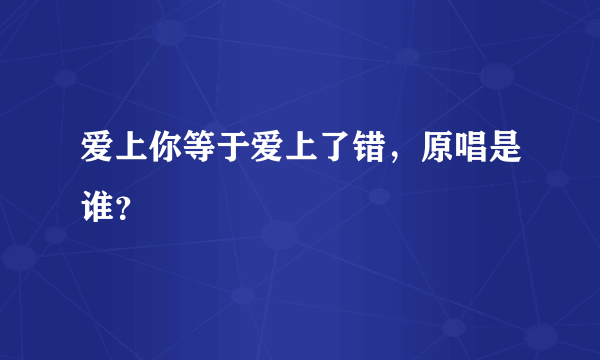 爱上你等于爱上了错，原唱是谁？