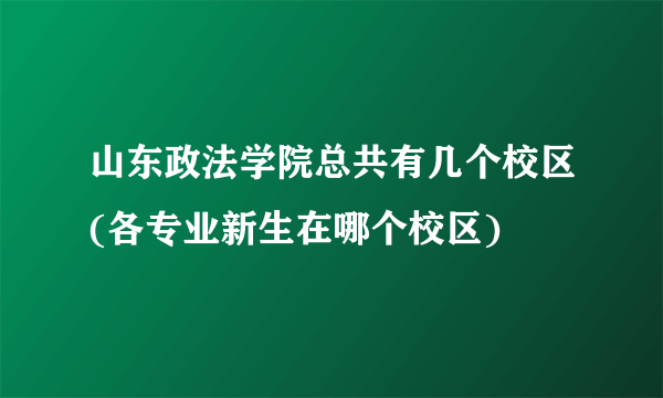 山东政法学院总共有几个校区(各专业新生在哪个校区)