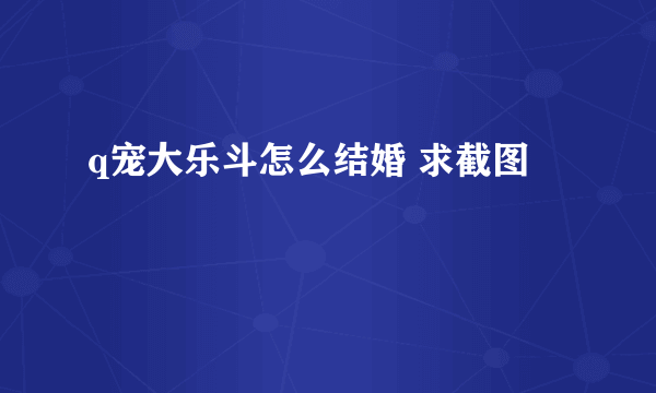 q宠大乐斗怎么结婚 求截图