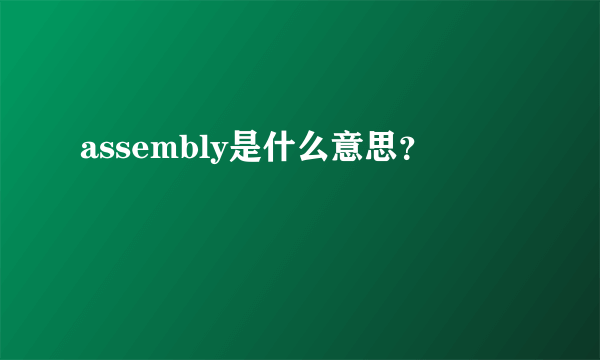 assembly是什么意思？