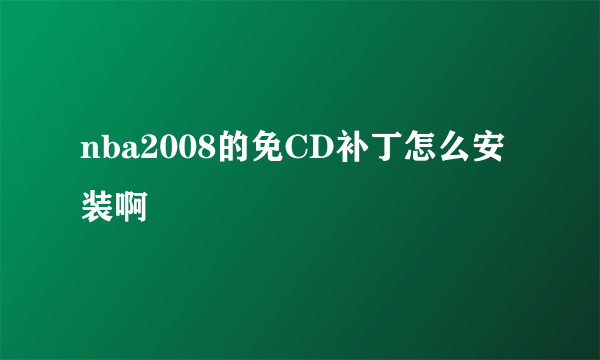 nba2008的免CD补丁怎么安装啊