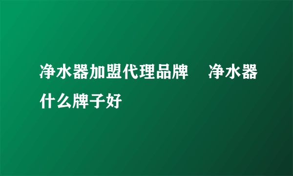 净水器加盟代理品牌    净水器什么牌子好