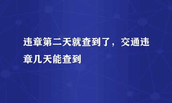 违章第二天就查到了，交通违章几天能查到