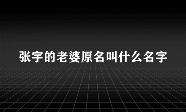 张宇的老婆原名叫什么名字